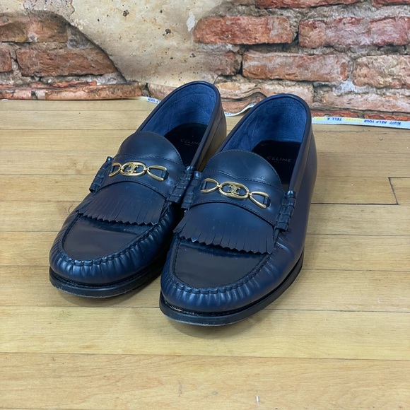 Celine Leather Luco Triomphe Kiltie Men’s Loafers - Picture 7 of 15